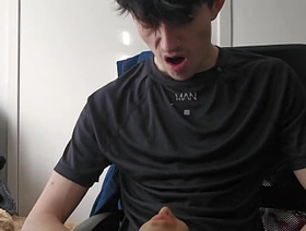 Young boy edges with pocket pussy