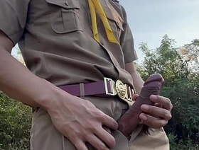 Naughty Boy Scout cum in public.