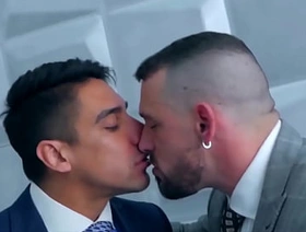 Muscle head leader has his dick sucked prior to fucking his man