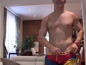 Hunky fireman slowly strips naked and wanks off his cock
