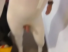 Hot CD in white nylon body suit