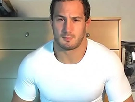 Sylvain Potard, str8 sport male let us to play with his huge dick.
