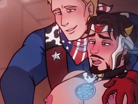 Iron man x Captain america - steve x tony gay milking masturbation cow yaoi hentai