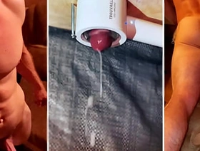 Huge Orgasm on the MILKING table! Man's MOANS! I'm out of sperm!
