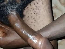 Skinny Ebony Amateur in solo action after watching porn