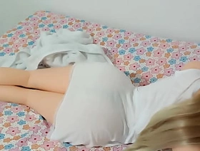 My sensual stepdaughter with a nice ass put on her stepmother's babydoll and seduced me to fuck all night