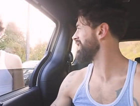 Horny hunk picks up young hitchhiker for gay sex