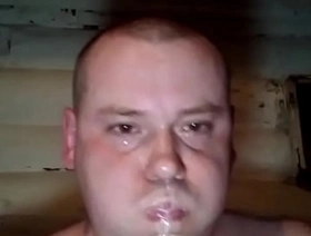 This guy loves to drink milk and fuck his throat with huge black dicks