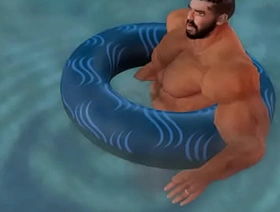 cam heyward gets excited in the pool