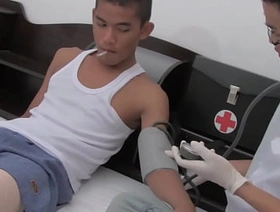 Examined skinny Asian barebacking medic from behind