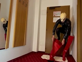 Wearing fetish high boots