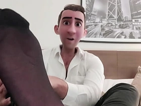 STEP GAY DAD - BLACK SHEER SOCKS WHITE COCK! - COME WORSHIP MY FEET WATCH ME EDGE MY HARD WHITE COCK AND LET'S CUM TOGETHER