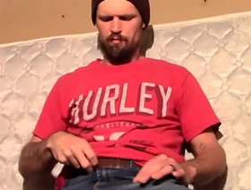 Naughty straight thug Nolan jerks his big dick and cums solo