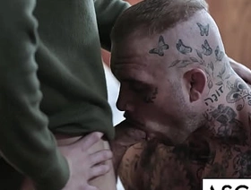 Power Crazy Parole Officer Fucks Tatted Muscle Ex-Con