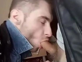 Young guy in leather and jeans suck dick by bad boy in leather jacket
