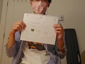 Verification video - White socks asian boy swallow his cum