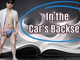 A young guy suck his matured man friend at the backseat of the car and swallowed his cum