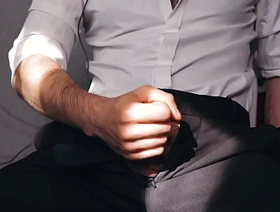 Sexy guy in a suit came after work and immediately decided to masturbate...