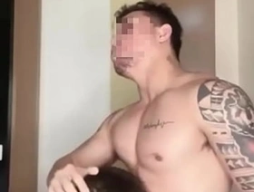 Two straight guys kiss in the bathroom