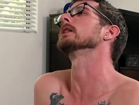 Dad shoves his giant dick in stepsons ass and splooges
